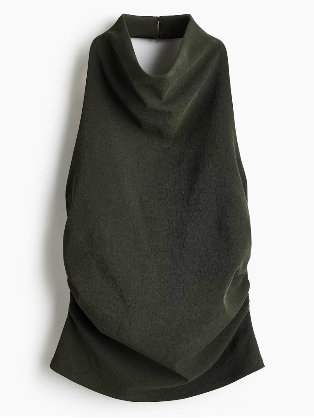 Sleeveless Draped Halter Top in Dark Olive